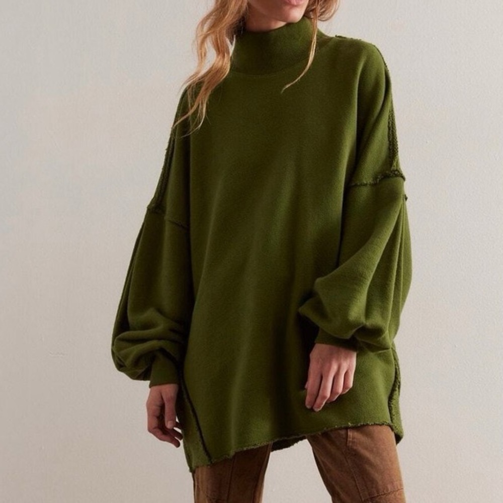 Free People Wonderful Mock Neck Oversized Sweatershit Medium